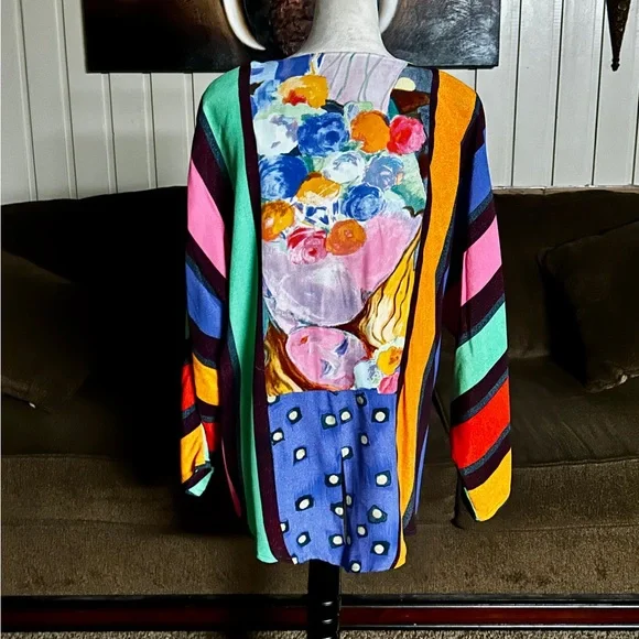 Carole Little ~ USA ~ Women’s Size 10 ~ Multi-Colors Striped & Polka Dots Blouse - Picture 10 of 12